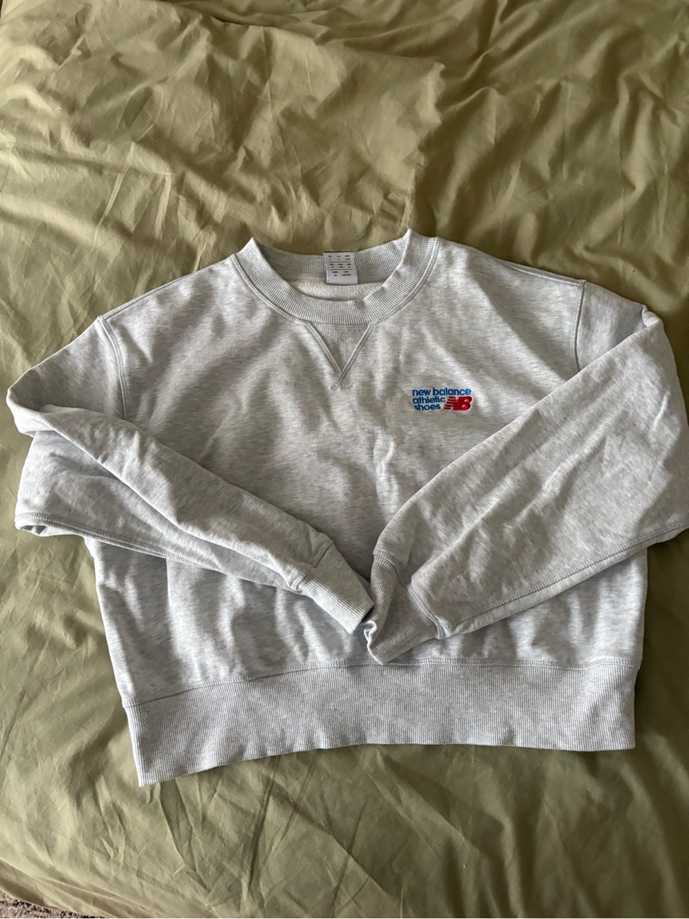 New Balance Light Gray Crew Sweatshirt with Small Logo